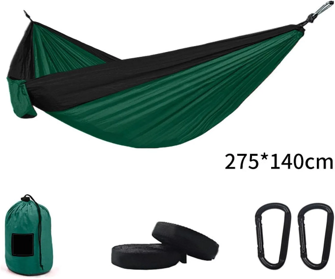 Camping Parachute Hammock 300200Cm Portable Survival Garden Outdoor Furniture Leisure Sleeping Travel Double Hanging Bed Sgreen-Blacka