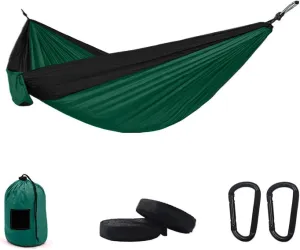 Camping Parachute Hammock 300200Cm Portable Survival Garden Outdoor Furniture Leisure Sleeping Travel Double Hanging Bed Sgreen-Blacka