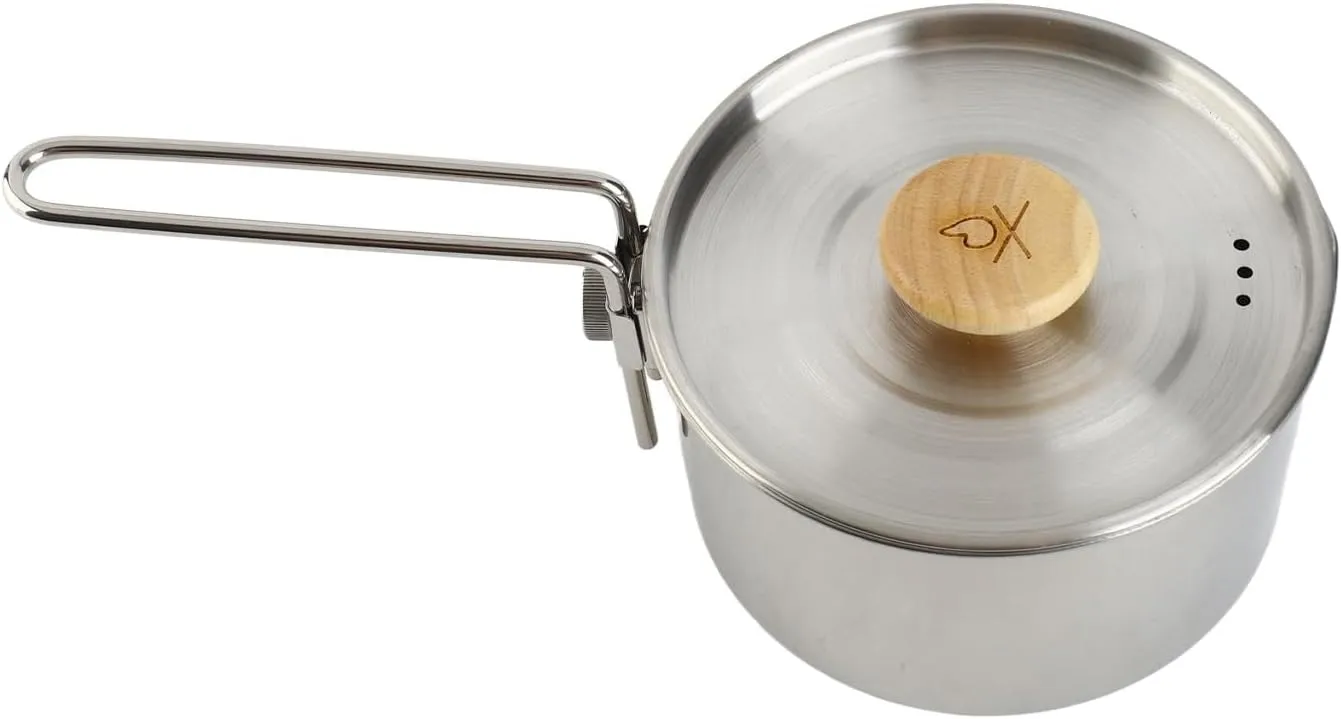 Camping Pot, 1L Stainless Steel Camping Tea Pot, Portable Camping Kettle, Multifunctional Outdoor Kettle Pot Camping Tea Kettle with Removable Handle Stainless Steel Camping