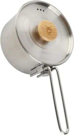Camping Pot, 1L Stainless Steel Camping Tea Pot, Portable Camping Kettle, Multifunctional Outdoor Kettle Pot with Removable Handle Camping Tea Kettle Camp Cooker for Camping