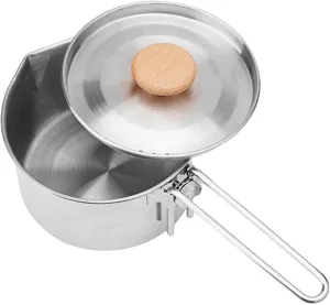 Camping Pot Cooking Kettle Kitchen Cookware with Detachable Handle Cooking Pot Camp Stockpot for BBQ Fishing Hiking