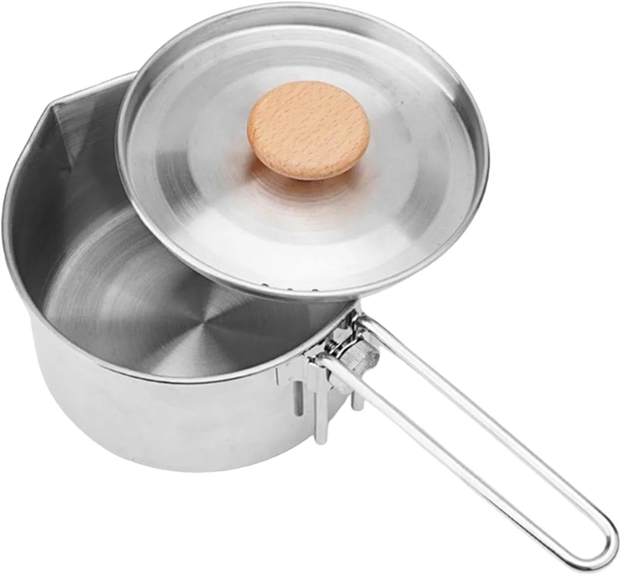 Camping Pot Cooking Kettle Kitchen Cookware with Detachable Handle Cooking Pot Camp Stockpot for BBQ Fishing Hiking
