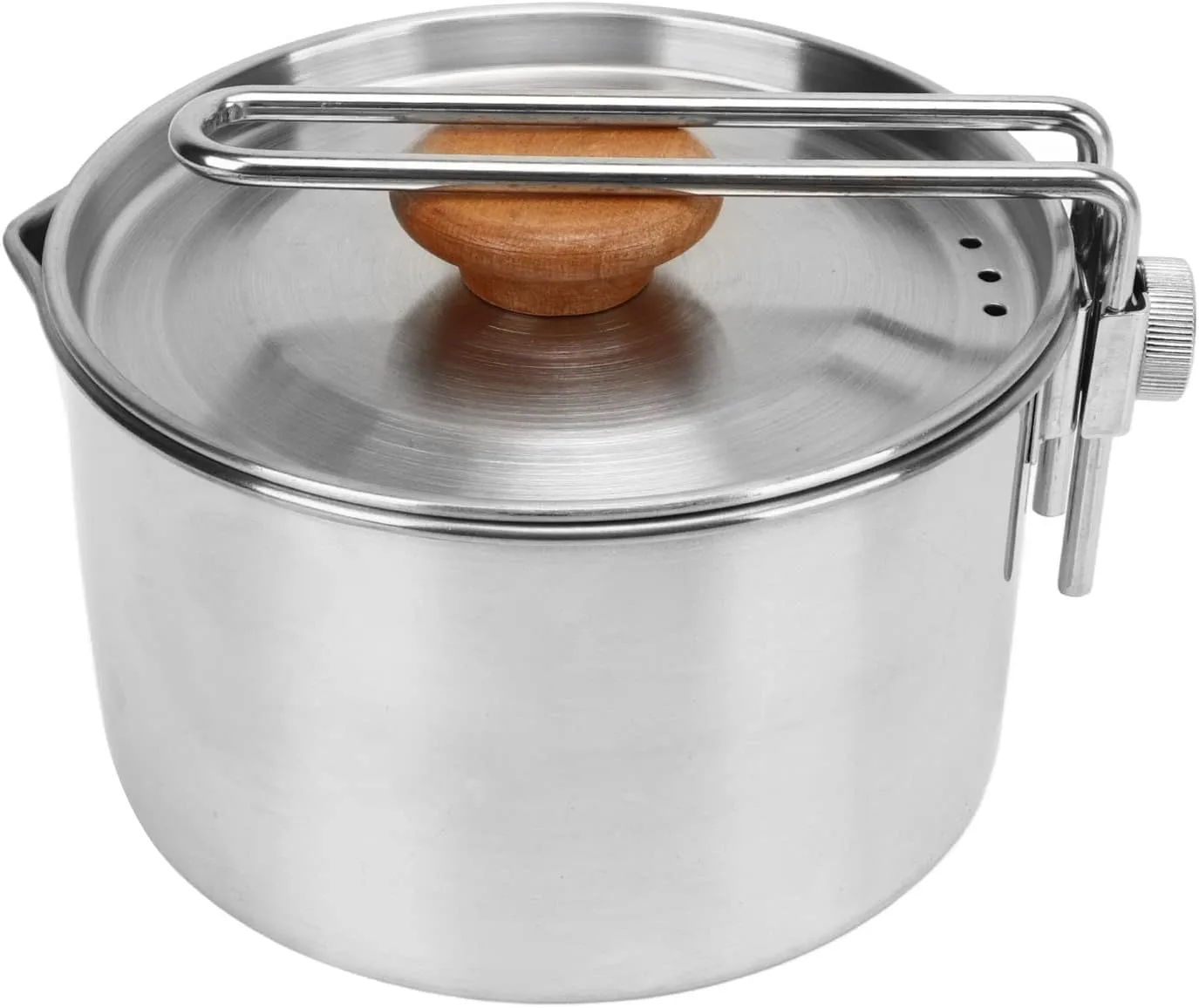 Camping Pot Stainless Steel Portable Kettle Foldable Handle Boiling Pot for Picnic Hiking Tea Coffee Soup