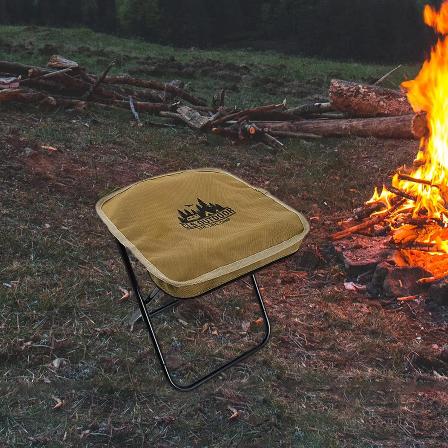 Camping Stool Portable Folding Stool with Bag Collapsible Camp Stool Small Folding Chair for Outdoor Hiking Traveling Picnic, Khaki