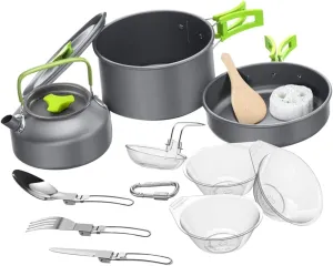 Camping Supply Portable Picnic Tableware Camping BBQ Pot Cooking Tool Set