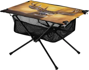 Camping Table Lightweight Portable Folding Table with Mesh Storage Net Animal Deer Sunset Glow Ideal for Camping Hiking Beach Picnic Travel Backyard