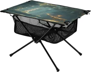 Camping Table Lightweight Portable Folding Table with Mesh Storage Net Animal Deer Valley Ideal for Camping Hiking Beach Picnic Travel Backyard