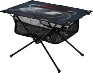 Camping Table Lightweight Portable Folding Table with Mesh Storage Net Bear Red Hat Ideal for Camping Hiking Beach Picnic Travel Backyard
