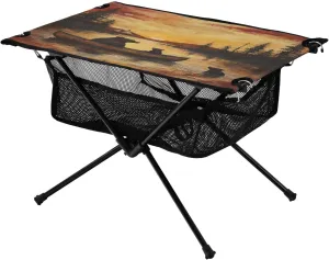 Camping Table Lightweight Portable Folding Table with Mesh Storage Net Bear Watercolor Ideal for Camping Hiking Beach Picnic Travel Backyard