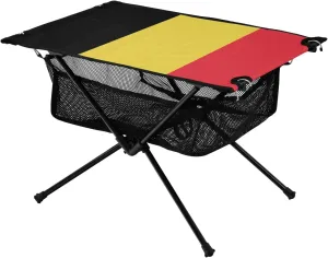 Camping Table Lightweight Portable Folding Table with Mesh Storage Net Belgium Flag Ideal for Camping Hiking Beach Picnic Travel Backyard