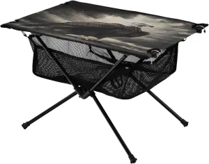 Camping Table Lightweight Portable Folding Table with Mesh Storage Net Black Eagle Vulture Ideal for Camping Hiking Beach Picnic Travel Backyard