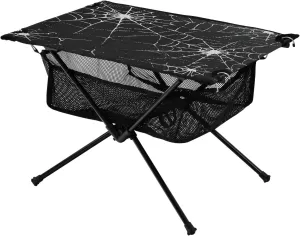 Camping Table Lightweight Portable Folding Table with Mesh Storage Net Black Spider Web Ideal for Camping Hiking Beach Picnic Travel Backyard