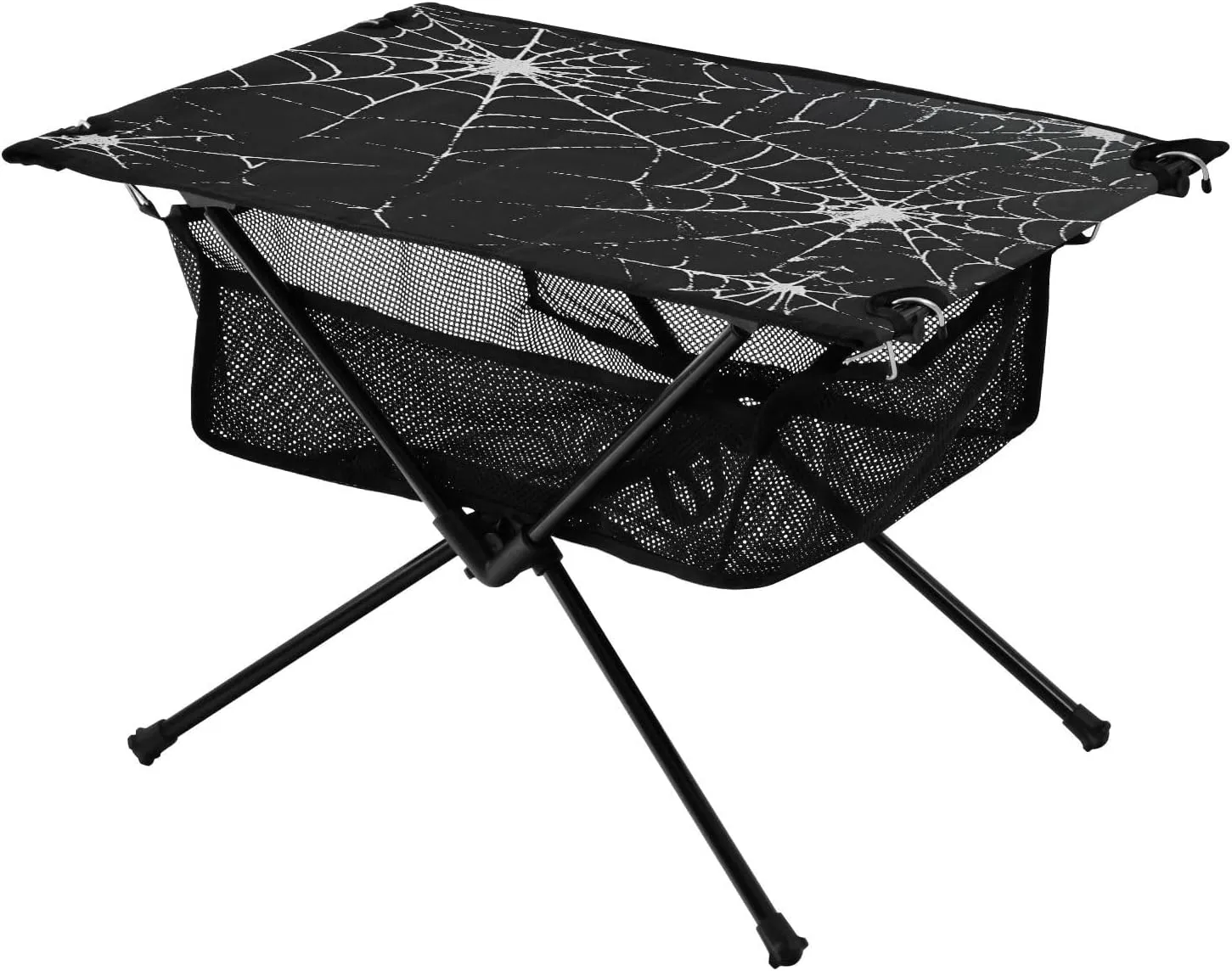 Camping Table Lightweight Portable Folding Table with Mesh Storage Net Black Spider Web Ideal for Camping Hiking Beach Picnic Travel Backyard