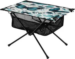 Camping Table Lightweight Portable Folding Table with Mesh Storage Net Butterfly Flower Green Ideal for Camping Hiking Beach Picnic Travel Backyard