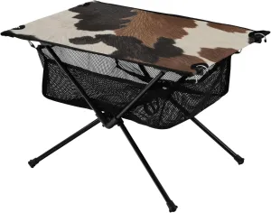 Camping Table Lightweight Portable Folding Table with Mesh Storage Net Cowhide Brown Ideal for Camping Hiking Beach Picnic Travel Backyard