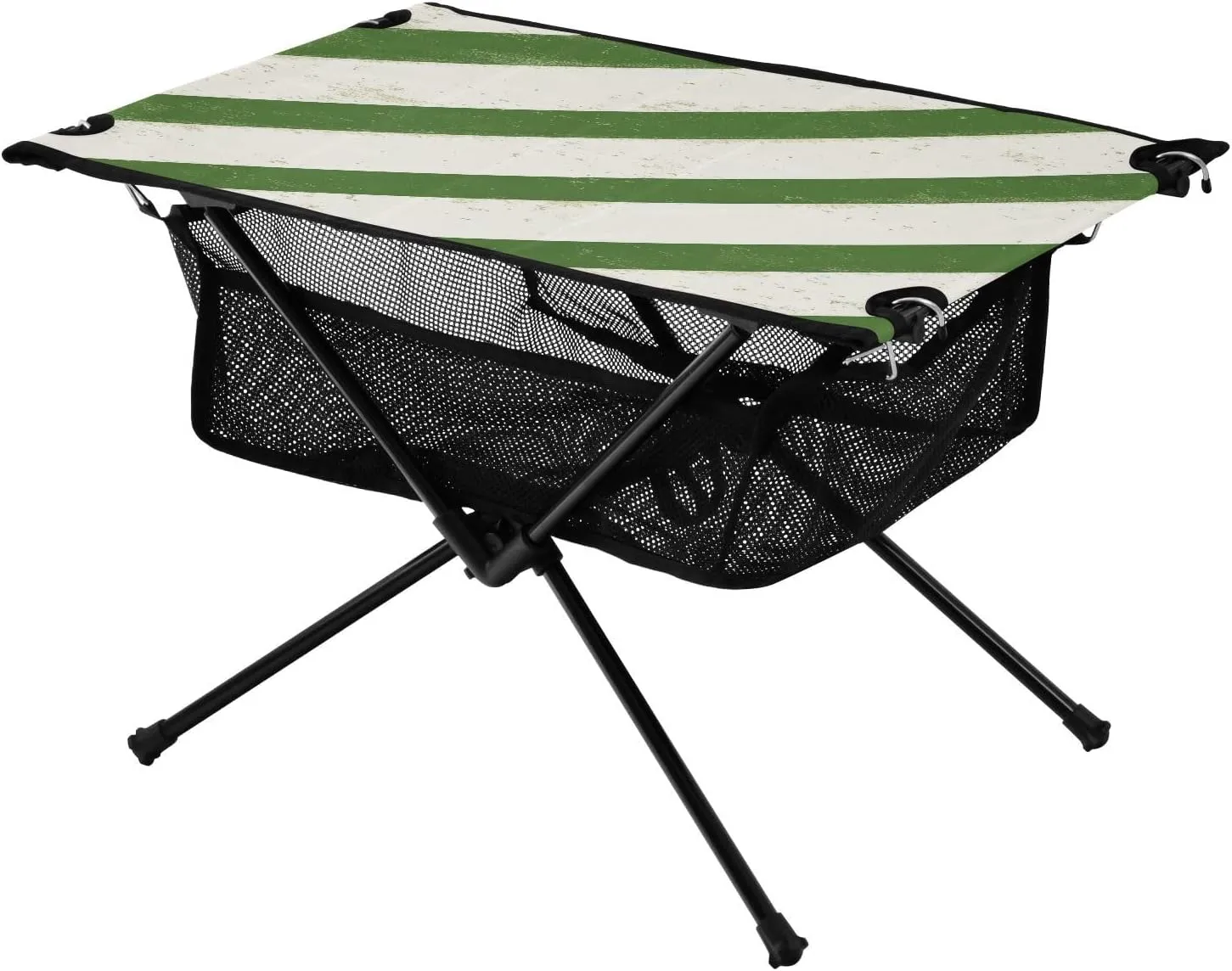 Camping Table Lightweight Portable Folding Table with Mesh Storage Net Diagonal Stripes Green Ideal for Camping Hiking Beach Picnic Travel Backyard