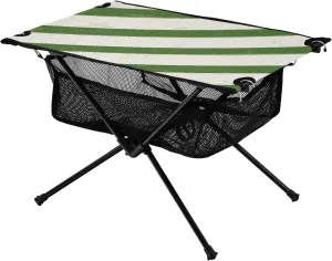 Camping Table Lightweight Portable Folding Table with Mesh Storage Net Diagonal Stripes Green Ideal for Camping Hiking Beach Picnic Travel Backyard