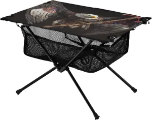 Camping Table Lightweight Portable Folding Table with Mesh Storage Net Eagle Vulture Axe USA Ideal for Camping Hiking Beach Picnic Travel Backyard