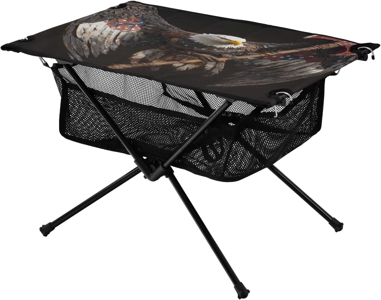 Camping Table Lightweight Portable Folding Table with Mesh Storage Net Eagle Vulture Axe USA Ideal for Camping Hiking Beach Picnic Travel Backyard