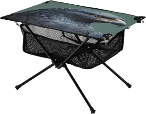 Camping Table Lightweight Portable Folding Table with Mesh Storage Net Eagle Vulture Black Side Ideal for Camping Hiking Beach Picnic Travel Backyard