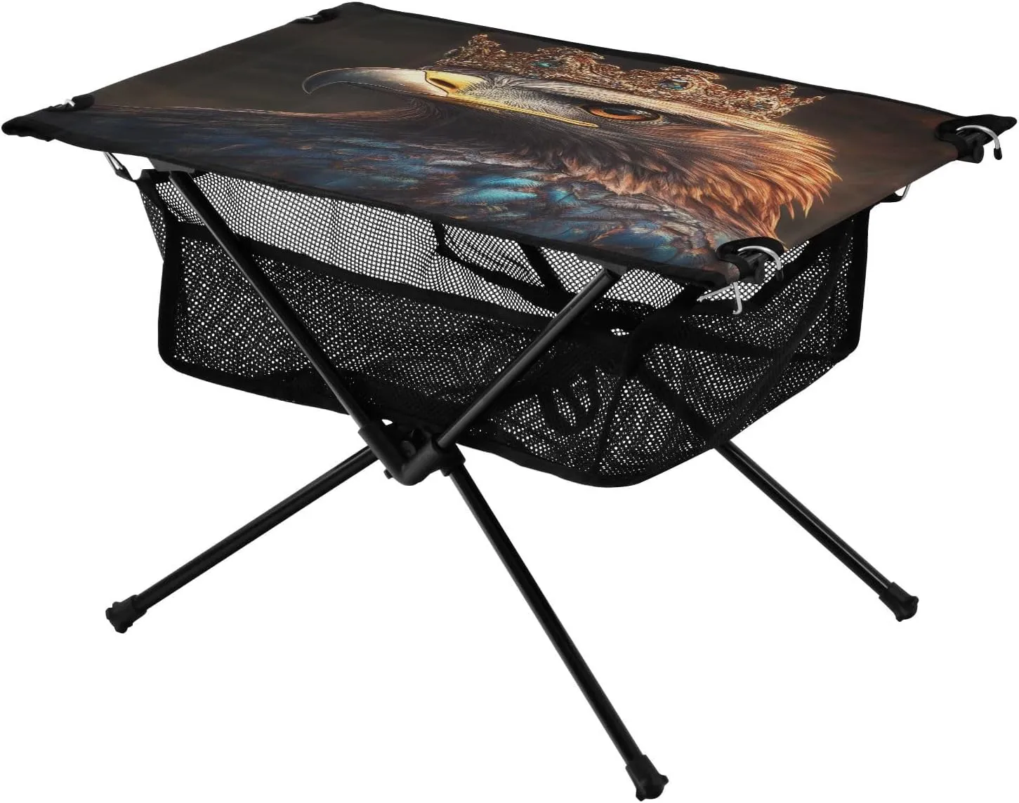 Camping Table Lightweight Portable Folding Table with Mesh Storage Net Eagle Vulture Crown Ideal for Camping Hiking Beach Picnic Travel Backyard
