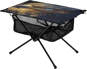 Camping Table Lightweight Portable Folding Table with Mesh Storage Net Eagle Vulture Gold Ideal for Camping Hiking Beach Picnic Travel Backyard