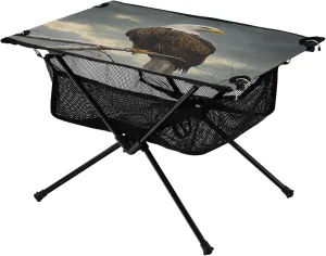 Camping Table Lightweight Portable Folding Table with Mesh Storage Net Eagle Vulture Ideal for Camping Hiking Beach Picnic Travel Backyard