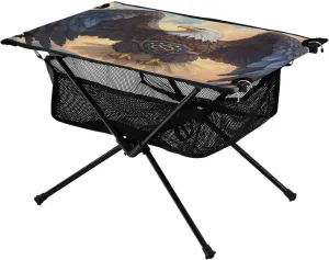 Camping Table Lightweight Portable Folding Table with Mesh Storage Net Eagle Vulture Shield Ideal for Camping Hiking Beach Picnic Travel Backyard