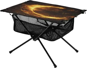 Camping Table Lightweight Portable Folding Table with Mesh Storage Net Fire Star Moon Ideal for Camping Hiking Beach Picnic Travel Backyard