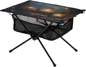 Camping Table Lightweight Portable Folding Table with Mesh Storage Net Flower Candle Ideal for Camping Hiking Beach Picnic Travel Backyard