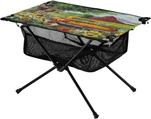 Camping Table Lightweight Portable Folding Table with Mesh Storage Net Flower Farm Dog Ideal for Camping Hiking Beach Picnic Travel Backyard