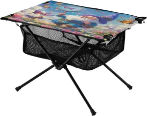 Camping Table Lightweight Portable Folding Table with Mesh Storage Net Flower Goblin Butterfly Ideal for Camping Hiking Beach Picnic Travel Backyard