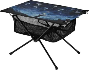 Camping Table Lightweight Portable Folding Table with Mesh Storage Net Galaxy Starry Sky Hand Ideal for Camping Hiking Beach Picnic Travel Backyard