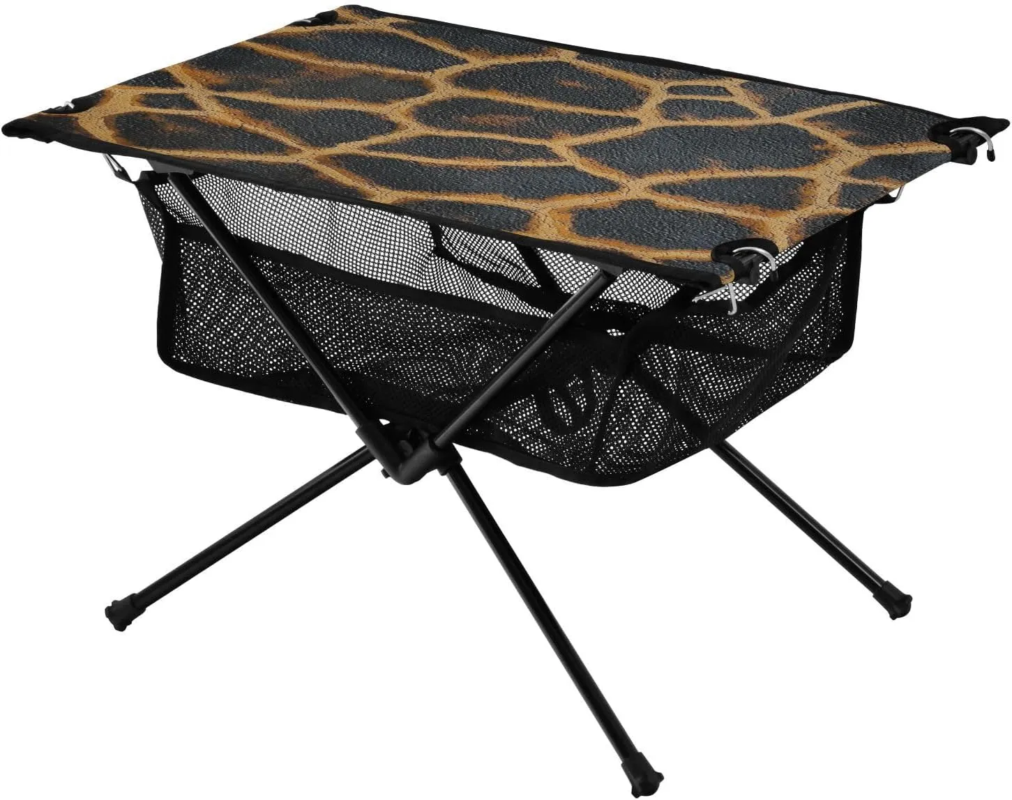 Camping Table Lightweight Portable Folding Table with Mesh Storage Net Giraffe Skin Ideal for Camping Hiking Beach Picnic Travel Backyard