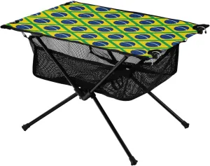 Camping Table Lightweight Portable Folding Table with Mesh Storage Net Green Yellow Brazil Flag Ideal for Camping Hiking Beach Picnic Travel Backyard