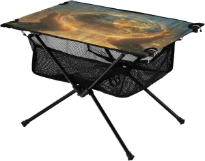 Camping Table Lightweight Portable Folding Table with Mesh Storage Net Hand Bright World Map Ideal for Camping Hiking Beach Picnic Travel Backyard