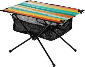 Camping Table Lightweight Portable Folding Table with Mesh Storage Net Horizontal Stripes Orange Ideal for Camping Hiking Beach Picnic Travel Backyard