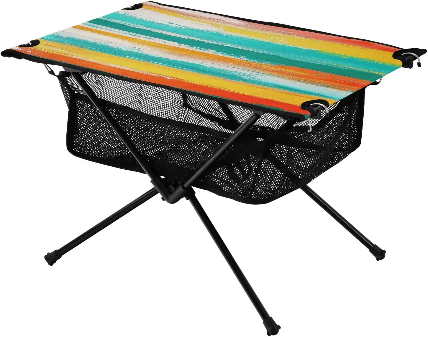 Camping Table Lightweight Portable Folding Table with Mesh Storage Net Horizontal Stripes Orange Ideal for Camping Hiking Beach Picnic Travel Backyard