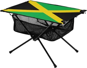 Camping Table Lightweight Portable Folding Table with Mesh Storage Net Jamaica Flag Ideal for Camping Hiking Beach Picnic Travel Backyard