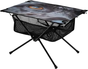 Camping Table Lightweight Portable Folding Table with Mesh Storage Net Labradoodle Dog Eye Ideal for Camping Hiking Beach Picnic Travel Backyard