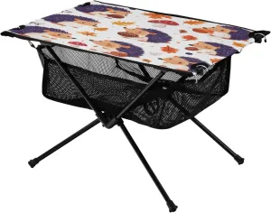 Camping Table Lightweight Portable Folding Table with Mesh Storage Net Mushroom Purple Hedgehog Ideal for Camping Hiking Beach Picnic Travel Backyard