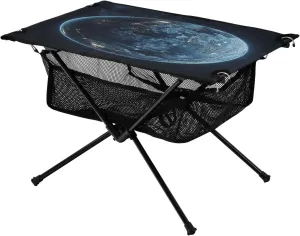 Camping Table Lightweight Portable Folding Table with Mesh Storage Net Night Earth Ideal for Camping Hiking Beach Picnic Travel Backyard