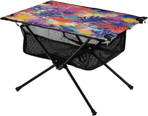 Camping Table Lightweight Portable Folding Table with Mesh Storage Net Ocean Themed Colored Coral Ideal for Camping Hiking Beach Picnic Travel Backyard