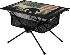 Camping Table Lightweight Portable Folding Table with Mesh Storage Net Orangutan Bigfoot America Ideal for Camping Hiking Beach Picnic Travel Backyard