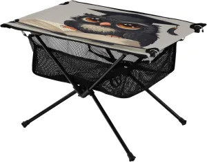 Camping Table Lightweight Portable Folding Table with Mesh Storage Net Owl Book Ideal for Camping Hiking Beach Picnic Travel Backyard