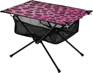 Camping Table Lightweight Portable Folding Table with Mesh Storage Net Pink Leopard Skin Ideal for Camping Hiking Beach Picnic Travel Backyard