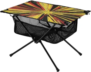Camping Table Lightweight Portable Folding Table with Mesh Storage Net Radiation Stripes Yellow Ideal for Camping Hiking Beach Picnic Travel Backyard