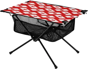 Camping Table Lightweight Portable Folding Table with Mesh Storage Net Red Maple Leaf Canada Flag Seamless Ideal for Camping Hiking Beach Picnic Travel Backyard