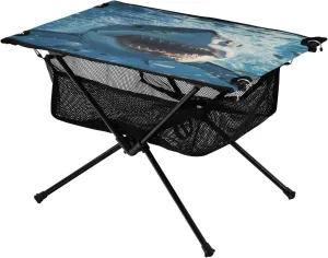Camping Table Lightweight Portable Folding Table with Mesh Storage Net Shark Sea Surface Ideal for Camping Hiking Beach Picnic Travel Backyard