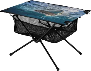 Camping Table Lightweight Portable Folding Table with Mesh Storage Net Shark Teeth Ideal for Camping Hiking Beach Picnic Travel Backyard
